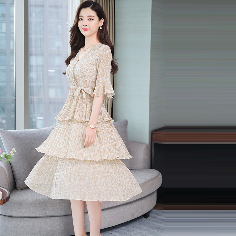 纤纯伊qchunyi 2019 春夏 连衣裙 夏雪纺蛋糕裙 3288-73020