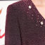 皮尔卡丹pierre cardin女专柜正品秋季长袖紫红色连衣裙时尚V领A字裙P93DL19Z0-无装饰物
