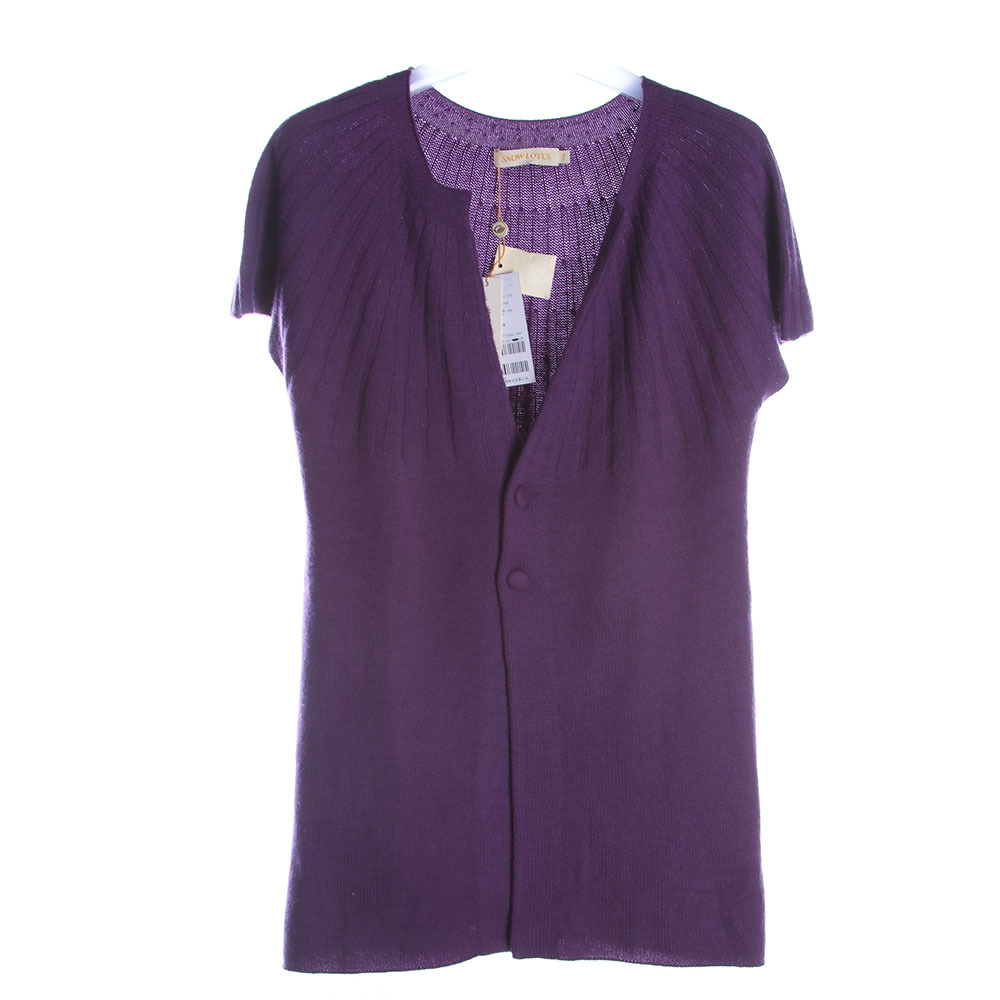 雪莲女款V领短袖半<em>长羊绒开衫</em>-上品折扣网