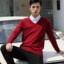 MDMR PURE CASH MERE 蒙丹米尔 男士秋冬加厚保暖宽松圆领v领休闲打底针织衫红色多色款 HY002