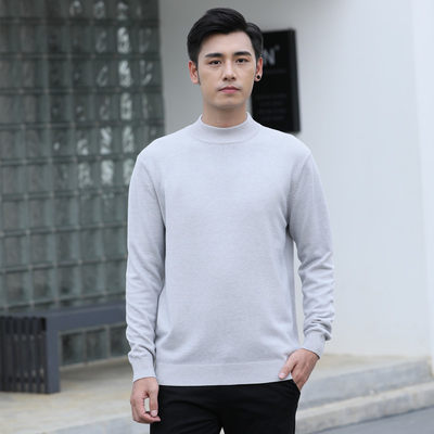 MDMR PURE CASH MERE 蒙丹米尔 秋冬新款韩版宽松保暖半高领圆领加厚针织衫 HY003浅灰色