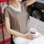 MISS LISA 短袖T恤夏装针织衫v领撞色韩国东大门宽松气质打底衫  T3247