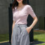 MISS LISA 天丝短袖针织衫女士2021新款夏季薄款小香风套头短款上衣  SY31929