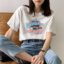 MISS LISA 2021 网红印花短袖T恤女韩版宽松百搭打底衫  DONG25