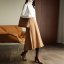 MISS LISA 高腰褶皱纯色复古大摆设计感气质显瘦中长款半身裙 W26Q9777