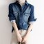 MISS LISA 2022 春夏 常规袖牛仔衬衫单排扣蓝色翻领女式夹克 W26S5968