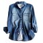 MISS LISA 2022 春夏 常规袖牛仔衬衫单排扣蓝色翻领女式夹克 W26S5968