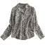 MISS LISA 长袖豹纹翻领衬衫女设计感小众单排扣法式复古上衣 W26S9637