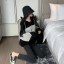 MISS LISA 秋冬新款设计慵懒风网红连帽宽松中长款卫衣女韩版 KFZQ8284卫衣