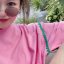 MISS LISA  春夏 宽松粉色大码短袖套头上衣 KFWX1997