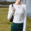 MISS LISA 2023 春夏 莫代尔打底衫纯色圆领长袖t恤紧身内搭收腰上衣 T2D3297