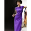 MISS LISA 2023 春夏紫色抽绳褶皱针织连衣裙女夏季法式赫本风收腰飞飞袖长裙 W26Q7009
