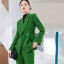 MISS LISA 2023 秋冬绿色西装套装西服阔腿裤时尚修身职场通勤西服外套两件套 EQ8616套装