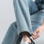 MISS LISA 2024 春夏女装直筒牛仔裤高腰显瘦小个子时尚休闲窄版阔腿裤烟管裤ZC25006