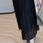 MISS LISA 2024 春夏优雅知性镂空黑色半身裙垂坠感气质显瘦百褶中长裙 W26Q50842