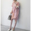 MISS LISA 2024 春夏粉色简约气质拼接宽松显瘦圆领纯色中长款连衣裙 W26Q27762