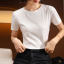 MISS LISA 2024 春夏短袖t恤女装纯色圆领弹力棉T恤显瘦遮肚子上衣DY330089