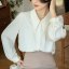 MISS LISA 2024 春夏雪纺衬衫女装职业宽松白色衬衣尖领法式上衣衬衫 C4C0261-DA