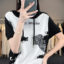 MDMR PURE CASH MERE 蒙丹米尔 冰丝水墨画连帽衫T恤 M2013