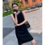 MISS LISA 2025法式复古圆领无袖黑色连衣裙气质名媛显瘦百搭中裙连衣裙 DFL11145