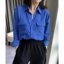 MISS LISA 2025睿光蓝细白条纹18姆米砂洗气质长袖衬衫女款衬衫 W26S0B0533
