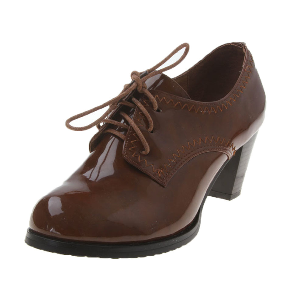 qianbaili千佰莉女款纯色系带粗跟单鞋