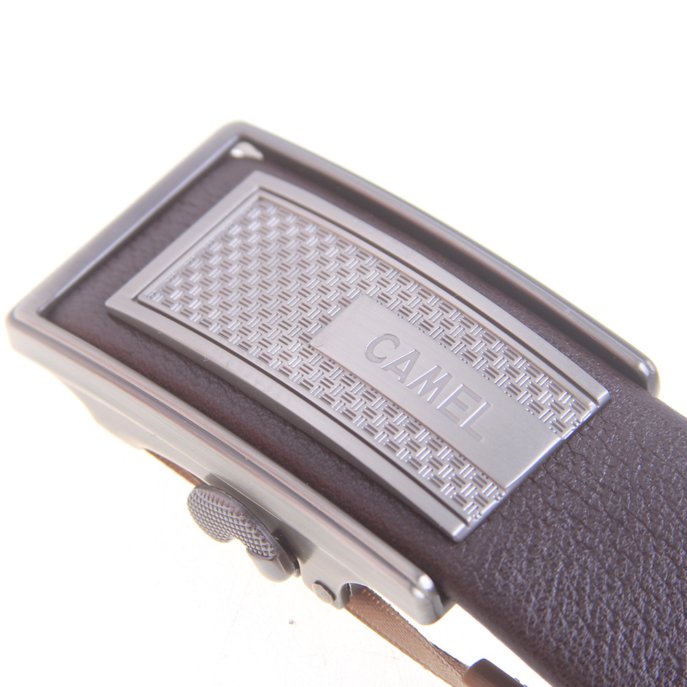 camel男款牛皮革滑扣腰带