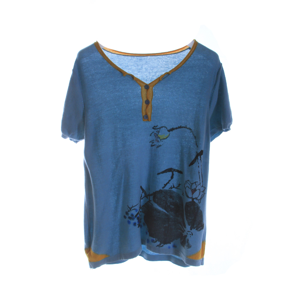 耀阁yaoge女士简约纯棉短袖针织衫