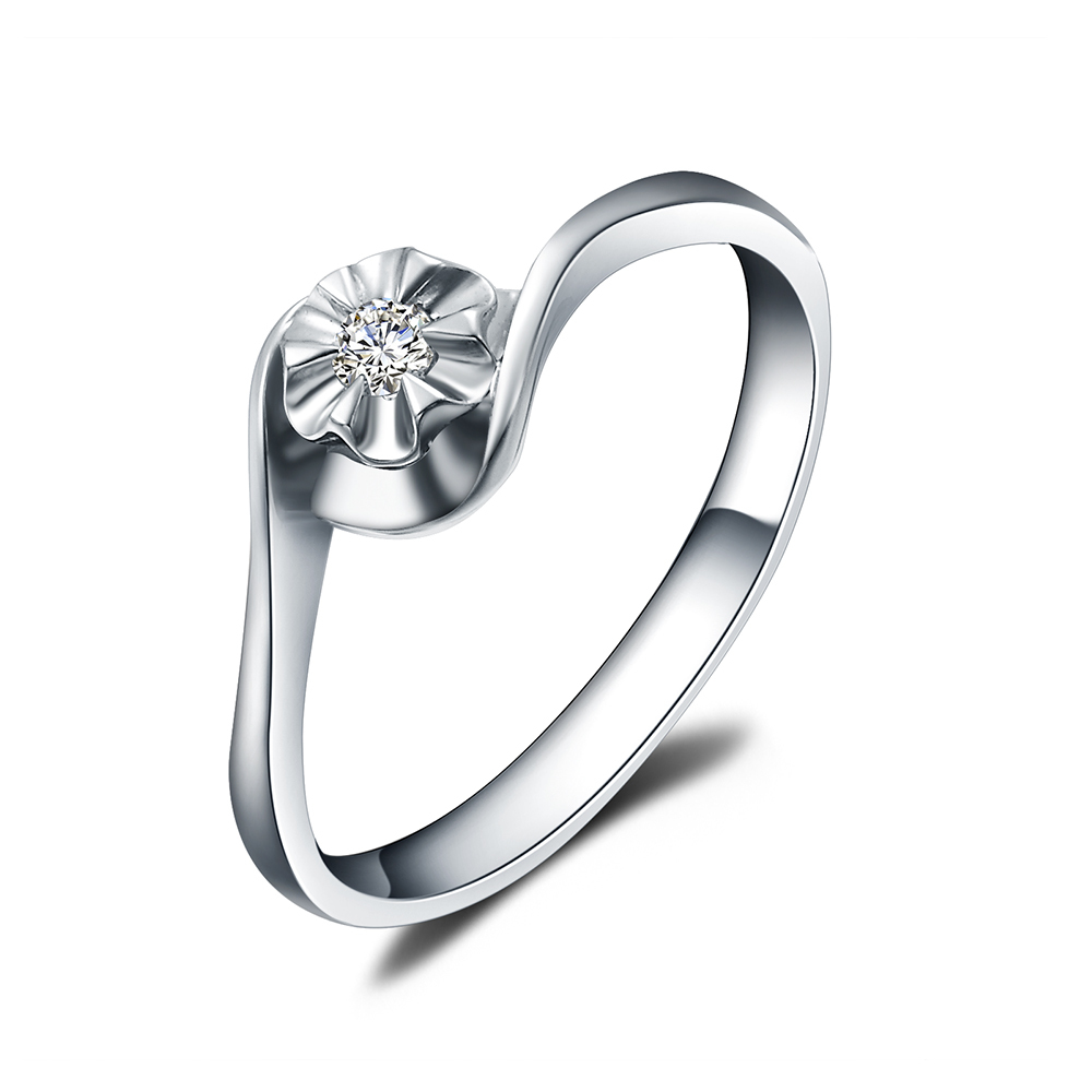 gzuan古钻女士铂金钻戒