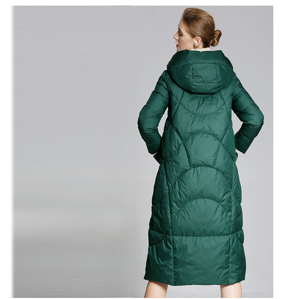 miss lisa女士羽绒服中长款过膝修身女装白鸭绒加厚羽绒服20189002