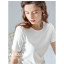 MISS LISA 短袖t恤女装圆领韩版宽松大码纯白色棉T恤 AL30677圆领